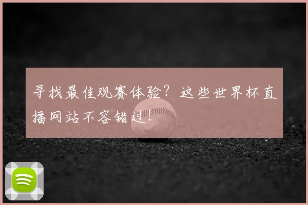 寻找最佳观赛体验?这些世界杯直播网站不容错过!
